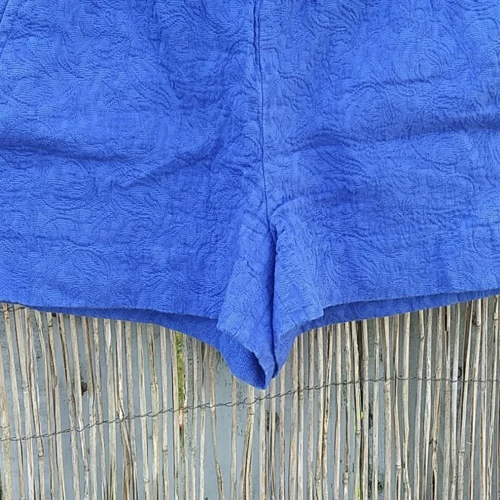 J. Crew Textured Blue Boardwalk Shorts - Elastic Waistband - 2